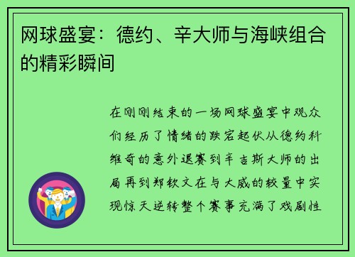网球盛宴：德约、辛大师与海峡组合的精彩瞬间
